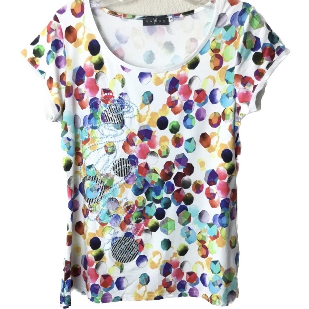 Unique VANGO PARIS Multicolor Geometric Print WEARABLE ART Top